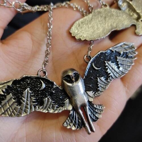 Fashion Owl Pendant Necklace Choker Witch Charm Jewlery Moon Phase Art Necklace Animal Totem Party Necklaces for Men Gifts