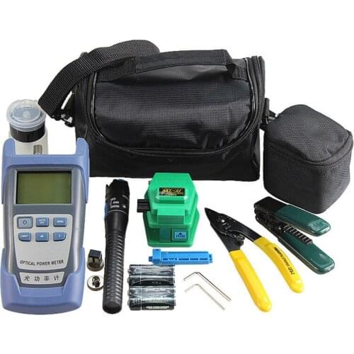 Fiber Optic FTTx ToolKits 6 In 1 Optical Fiber Fiber Cleaver Green Plastic/ Strippers Optical Power Meter 1mW/ Plastic VFL 1mW