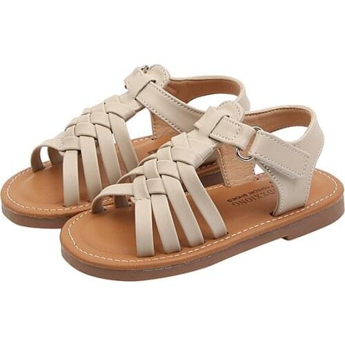 2021 Summer New Childrens Woven Sandals Kids Fashion Casual Shoes Open-toe Korean Soft-soled Beach Shoes Non-silp Baby Girls