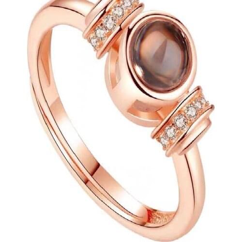 Couples I Love You 100 Languages Projection Rose Gold Silver Color Adjustable Ring Two In One Ring Romantic Valentines Day Gift