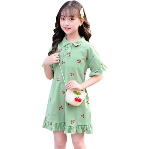 Dress For Girls Cherry Girl Child Dress Soft Cotton Kids Dresses Summer Costumes For Girls