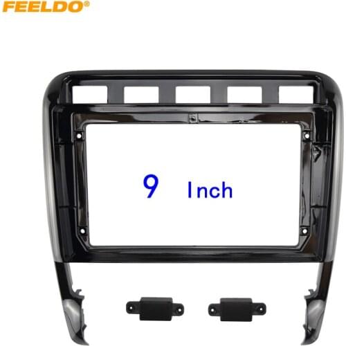 FEELDO Car 2Din Audio Face Plate Fascia Frame For Porsche Cayenne Turbo 9" Big Screen Radio Stereo Panel Dash Mount Refitting