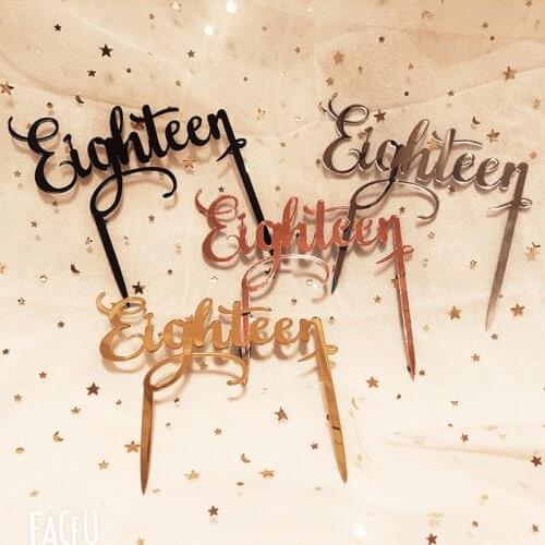 Rose Gold Acrylic Eighteen Happy Birthday Cake Topper Girl Party Decoration 18th Birthday Party Cake Decorations Party Supplies