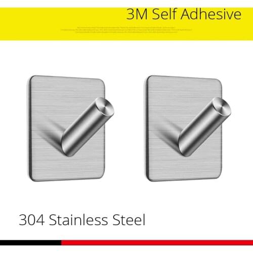 Self Adhesive Hooks for Kitchen Bathroom Home Door Towel Coat Key Robe Stick Wall Adhesive Hangers Strong Stainless Steel Holder