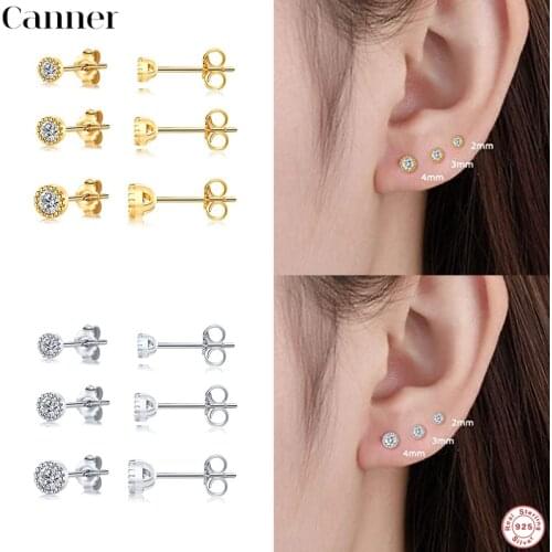 Canner 3pc/Set Earrings For Women 925 Sterling Silver Pendientes Star Pentagram Piercing Stud Earrings Fine Jewelry Aretes W5