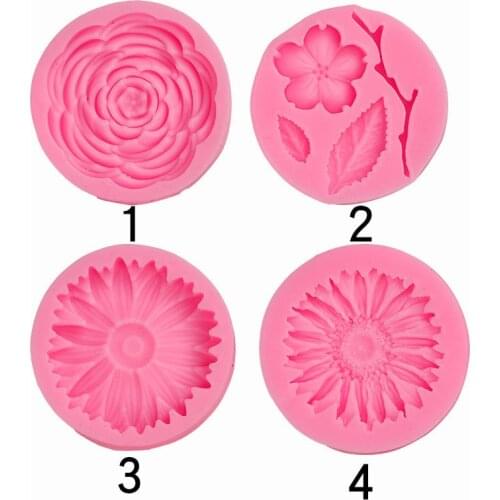 Rose Sun Flower Silicone Cake Mold 3D Flower Fondant Mold Cupcake Jelly Candy Chocolate Decoration Baking Tool