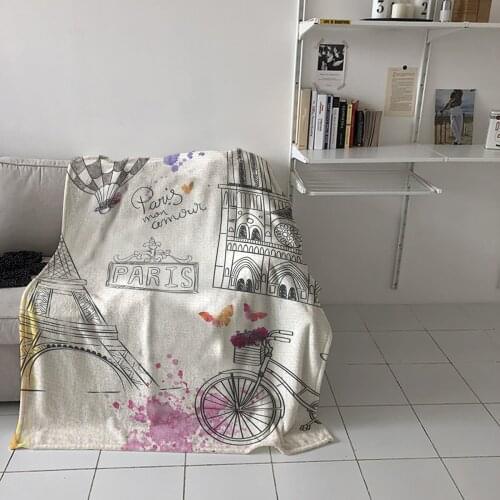 Special Throw Blanket For Bed Eiffel Tower Bicycle Retro Nap Traveling Soft Flannel Blanket Childrens Bedroom Bedspreadc