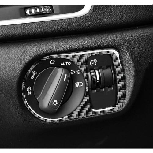 Car Styling For Audi Q3 Carbon Fiber Sticker Car Interior Molding Headlight Switch Buttons Decorative Frame Cover Trim 2013-2018
