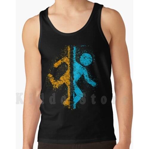 Portal tank tops vest 100% Cotton Portal Aperture Aperture Labs Aperture Science Glados Half Life Video Game Splat Orange