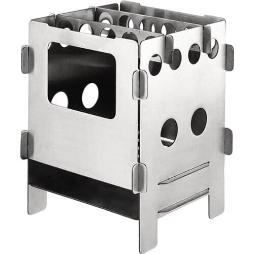 Ultra-light Outdoor Cooking Pocket Stove Backpacking Camping Folding Wood Stove Stainless Steel/ Titanium Materials