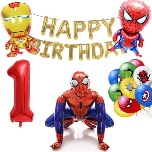 41pcs/Set Super Hero 3D Spiderman Foil Balloon Latex Air Globos Kids Birthday Party Decoration Baby Shower Inflatable Kids Toys