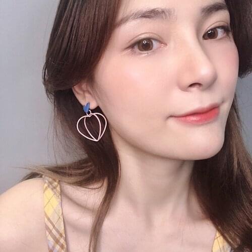 Earrings Simple Spray Painted Color Cross Love Earrings Fashion Sweet Girl Hoop Earrings for Women Jewelry