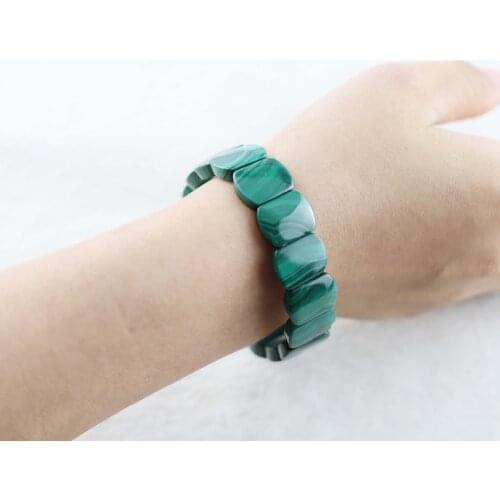 AAA Grade Womens Natural Geometric Malachite Stone Beads Braclet