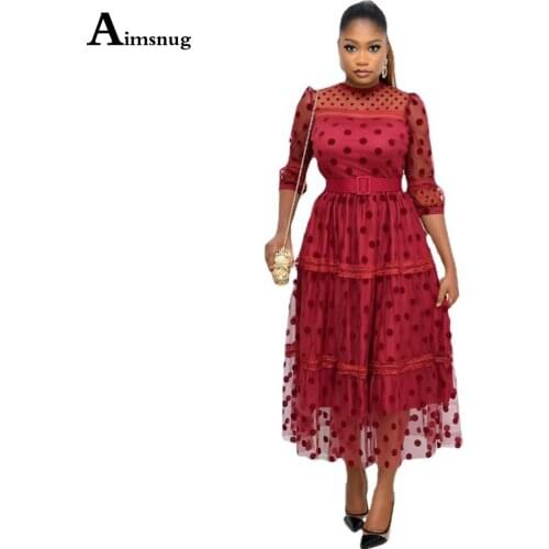 2021 African Style Women Long Maxi Dress Plus Size Ladies Three Quarte Sleeve Party Dresses Sexy Guaze Femme Vestido Robe Dress