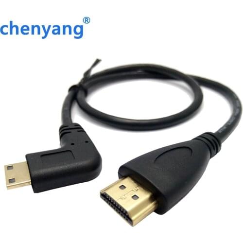 0.5M 90 Degree Angle Mini HDMI- compatible To HDMI Male M/M Cable Connector V1.4 For DSLR Video Camera LCD Monitor