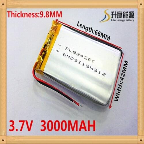 1pcs/lot Free shipping Dual handsome 3.7V lithium polymer battery 984266 3000mah MP3 MP4 MP5 small toys