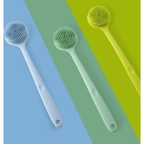 Bathroom Supplies Multi-Function Anti-slip Long Handle Double Sided Silicone Body Brushes Bath Brush Portable