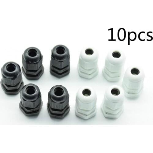 10pcs IP68PG7 PG9 PG11 PG13.5 PG16 for 3-6.5mm-14mm Wire Cable CE White Black Waterproof Nylon Plastic Cable Gland Connector