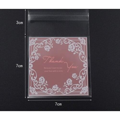 100pcs 7*7+3cm Cute Cartoon Pink Pig Gifts Bags Cookie Packaging Self-adhesive Plastic Bags For Biscuits Candy Food Cake Package