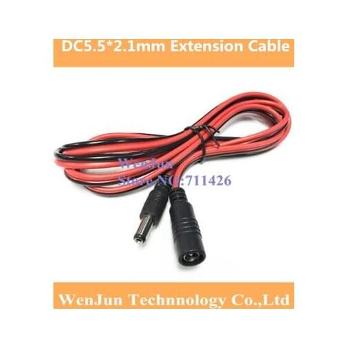 16AWG 12V DC5.5*2.1mm extension cable DC 5.5*2.1 male to female cable 1.0mm2 wire for monitoring/router/vehicle 2pcs/lot