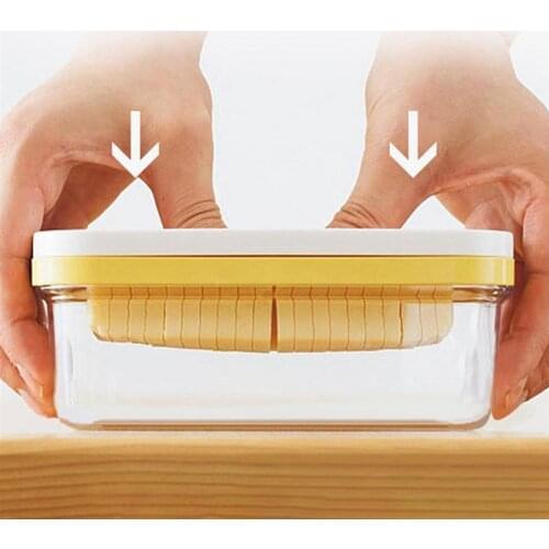 2 In 1 Butter Container Creative Clear Butter Dish Butter Box With Slicer Crisper Sealed Rectangular Storage Box Kitchen Tools