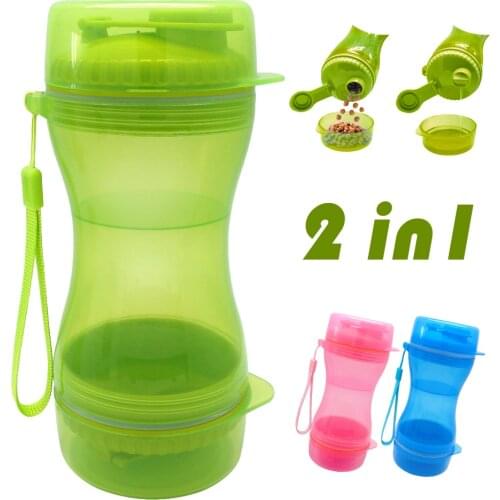 2 in 1 Portable Pet Dog Water Bottle Food Container For Small Large Dogs Travel Drinking Bowl Outdoor Pet Water Dispenser Feeder