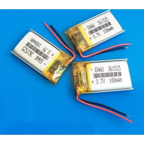 3 pcs Model 361525 100mAh small size lipo rechargeable battery lithium polymer for MP3 bluetooth watch pen MID headset headphon