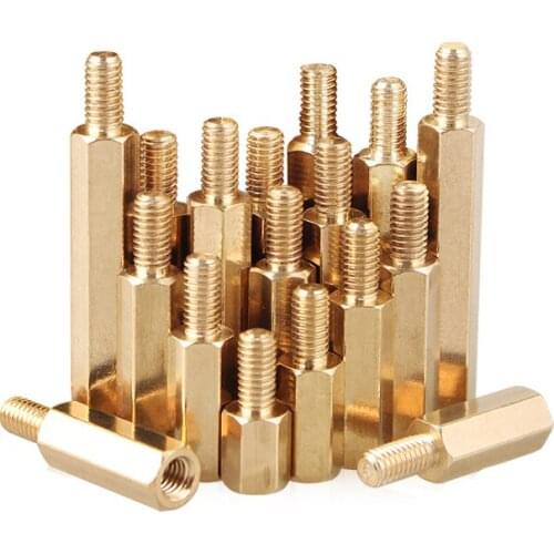 30pcs/lot Gold Color screw Single Head Copper Hexagon Type Security M3*11+6-M3*18+6