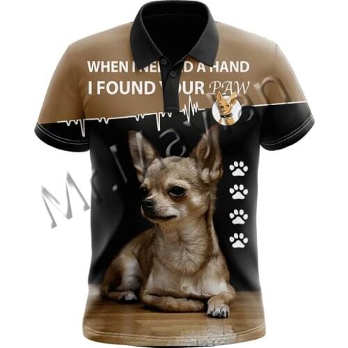 3D Print Fashion Animal I Found Your Paw Chihuahua Colorful Men Leisure Polo Shirt Hipster Streetwear T-shirts Beach Short S-454