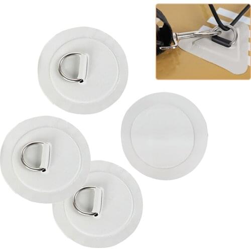 4Pcs 5cm Stainless Steel D-Ring and PVC Patch Pad Base Stuck on Sup Board Inflatable Boat Kayak Dinghy Raft To Connect Seat Rope