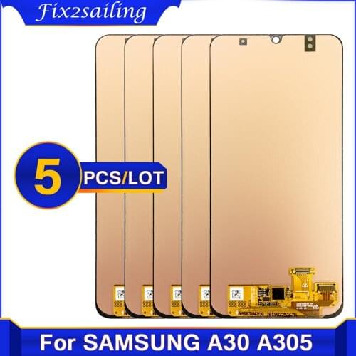 5pcs 100% Original 6.4'' LCD For Samsung Galaxy A30 A305/DS A305F A305FD LCD Display Touch Screen Sensor replacement with frame