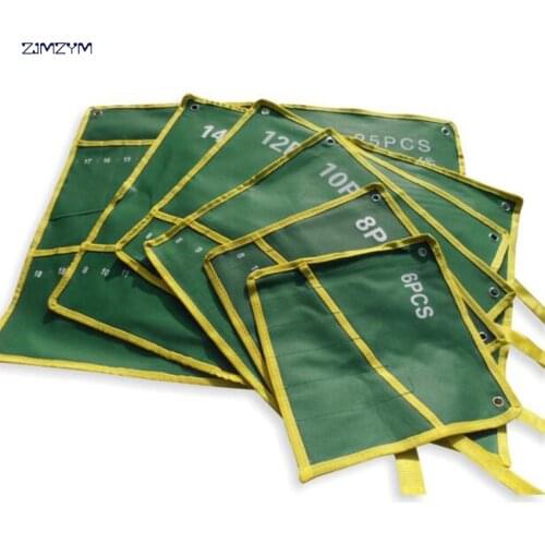 Hot sale Durable 6/8/10/12/14/25 Pockets Canvas Spanner Wrench Bag Wrenches Tool Roll Up Storage Bags Organizer For Home Tools