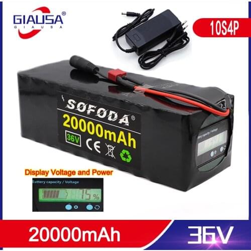 36V battery 10S4P 20Ah battery pack 1000W high power battery 42V 20000mAh Ebike electric bicycle BMS Capacity Indicator+charger