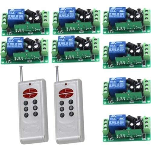 Factory Price 2 Transmitters & 8 Receivers 1 Channel Wireless Relay Remote Control Switch 315MHz/433MHz