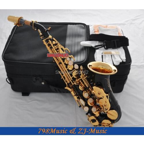 Black Nickel Gold and Gold Bell Curved Soprano Saxophone Bb key to High F key and G Key