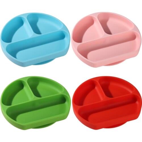 Child Suction Cup Integrated Grid Tableware Dust Cover Straw Baby Food Supplement Training Bowl Food Grade Silicone Dinner Plate