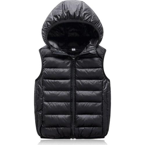 ZWF355 Hooded Child Waistcoat Children Outerwear Winter Coats Kids Clothes Warm Cotton Boys Girls Vest For Age 3-10 Years Old