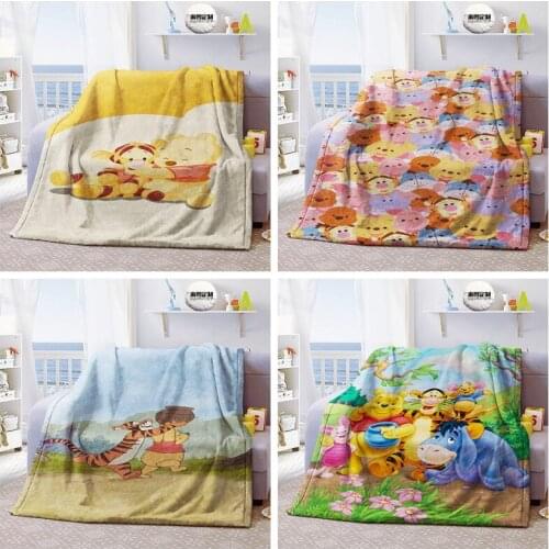 Disney Winnie the Pooh Bear Blanket Throw Pet Tigger Baby Plush Sofa Bed Cover Twin on Bed Sofa for Kids Boys Girl Children Gift