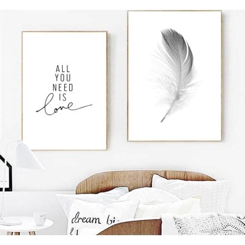 Home Decor Wall Art HD Prints Nordic Style Feather Letter Canvas Painting Poster Modular Pictures Room Decoration Modern Hot Sal