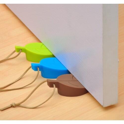 Leaves Shape Silicone Rubber Door Stop Stoppers Door Block Children Anti-Folder Hand Hotel Security Door Card Hanging Door Stop
