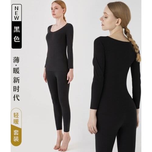Two-piece Double-sided velvet seamless thermal underwear Outdoor Cycling Women set ladies Men thermostatic Winter bottoming