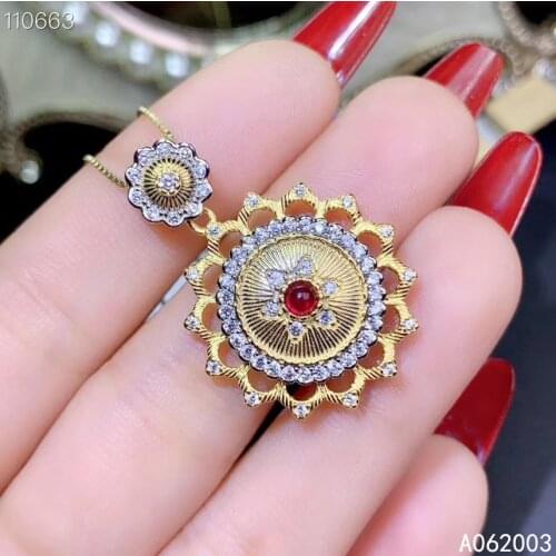 KJJEAXCMY Fine Jewelry 925 Sterling Silver inlaid Natural ruby Female Pendant Necklace popular Support test