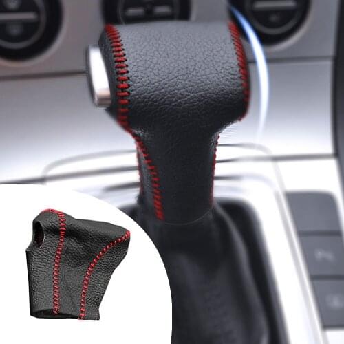 Muchkey Leather Gear Knob Stick Covers AT For VW MAGOTAN 2009 2010 2011 CC 2010 Non-slip Automatic Shifter