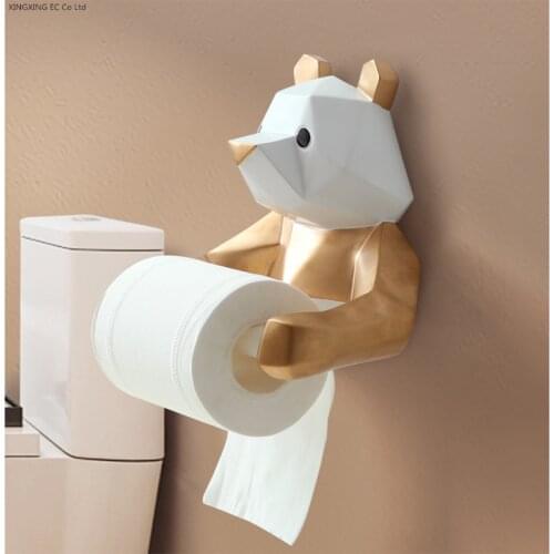 Creative Geometric Panda Paper Towel Holder, Wall-mounted Paper Towel Dispenser, Bathroom Toilet Paper Holder, Roll Paper Holder
