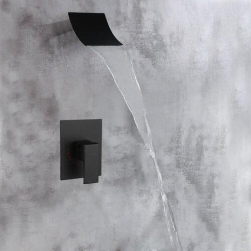 Brass Black Shower Set Bathroom Waterfall RainShower Head Wall Mounted Brass Mixer Handheld Spray 2 or 3 ways Shower set