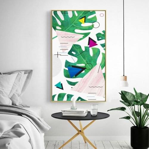 HAOCHU Small Fresh Flowers Green Plants Symbol Decoration Painting Modern Living Room Sofa Background Bedroom Murals Poster Art