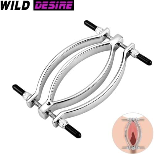 Metal Adjustable Vagina Labia Clips Pussy Clamp for Women Open Vagina Peep Torture Adults Game Clit Stimulator Fetish BDSM Tools