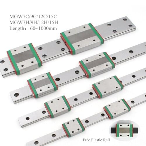 7mm 9 12mm Miniature Linear Guide Rail MGW7C MGW9H MGW12C MGW15H Carriage Block L-60mm 100 200 300 500 800 900 CNC Auto Machine