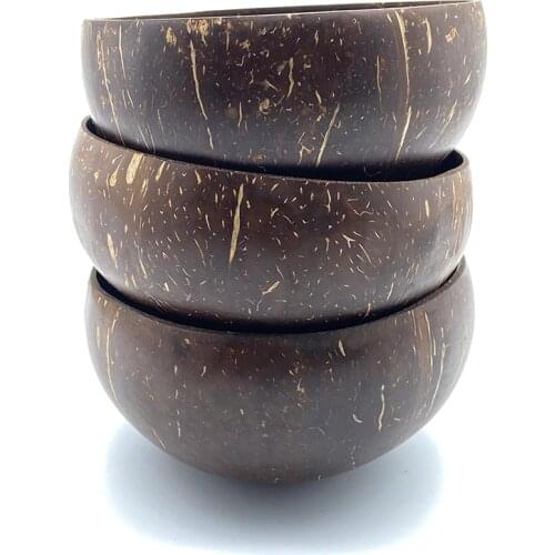 Natural Coconut Bowl Salad Noodle Rice Ramen Soup Chopsticks Spoon Fork Cutlery Dinnerware Wooden Restaurant Kitchen Tableware