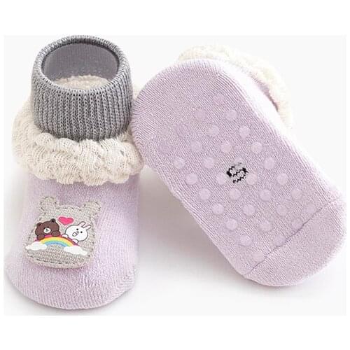 Newborn Baby Girls Boys Cartoon Print Cute Floor Socks Warm Autumn Spring Non-Slip Infant Toddler Autumn Winter Socks 0-24M
